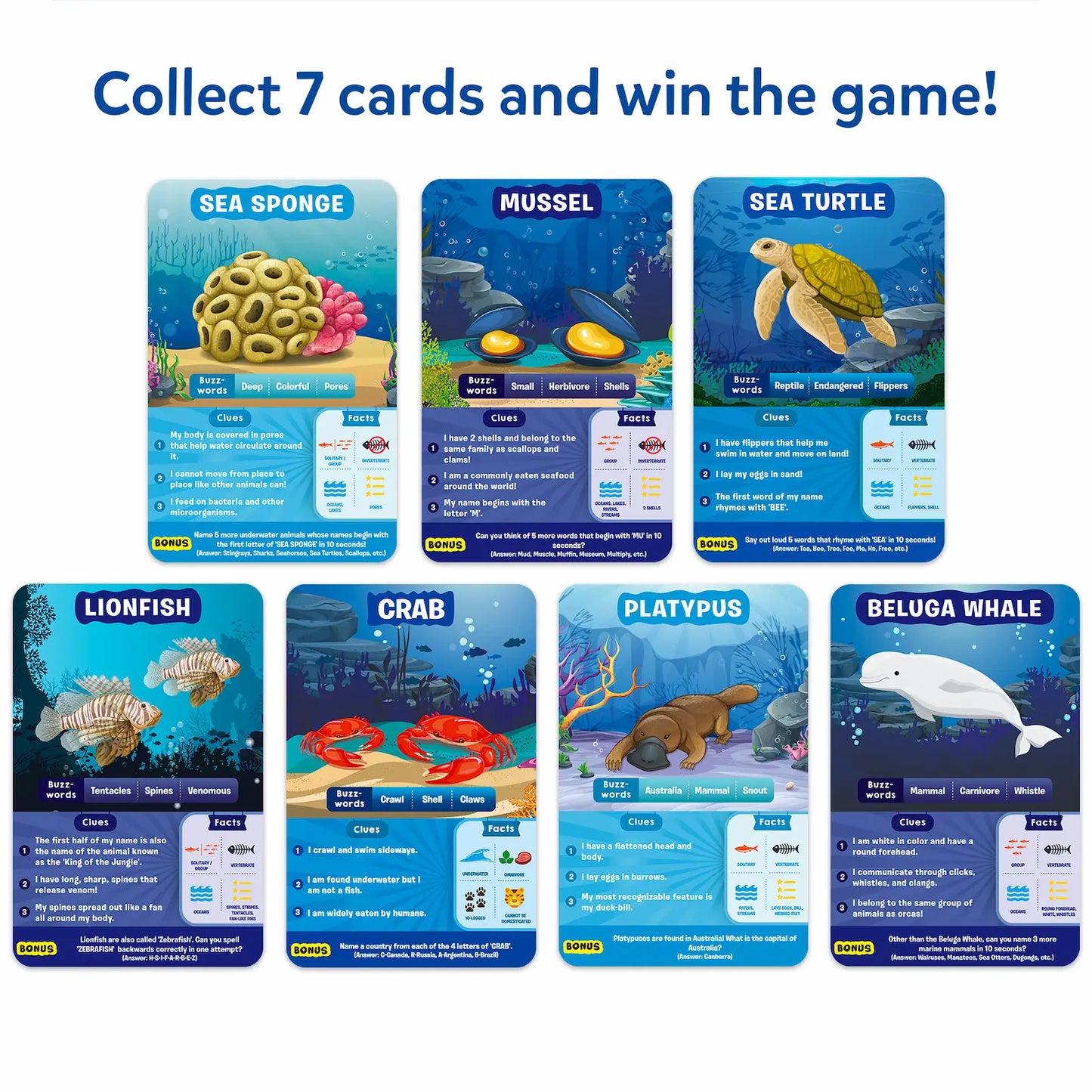 Guess in 10: Underwater Animals | Trivia Card Game (ages 8+)