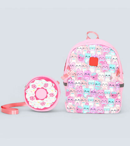 Pink Cat Backpack Two-in-One – Detachable Sling Bag & 3D Design | TYKLE