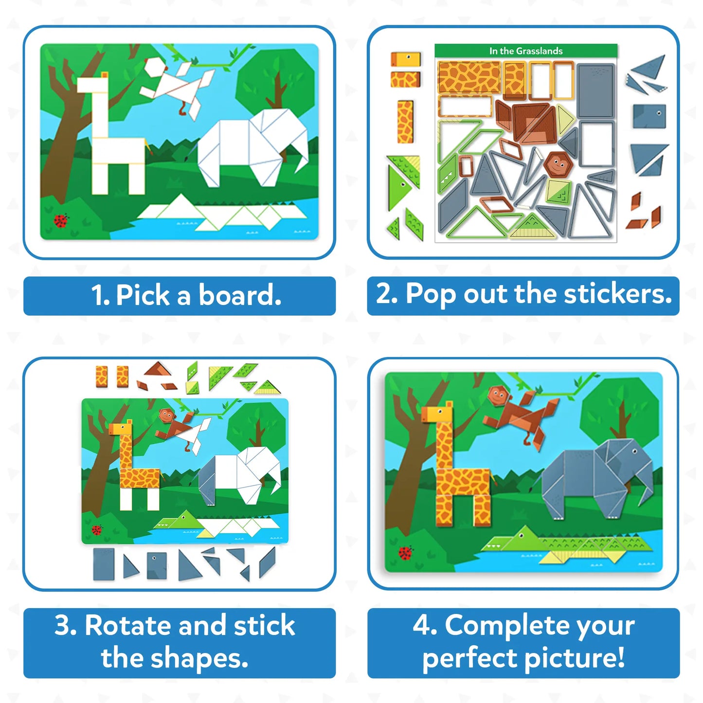 Tangram Twist - Amazing Animals | No Mess Sticker Art (ages 4-7)