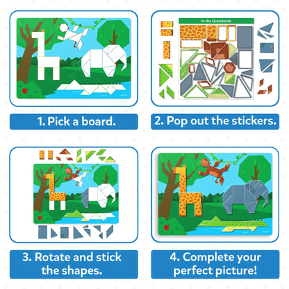 Tangram Twist - Amazing Animals | No Mess Sticker Art (ages 4-7)