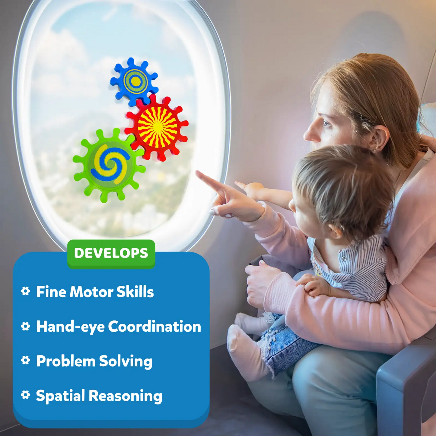 Spinny Gears: Pattern Pop | 5 Interlocking Gears (Ages 6-36 months)