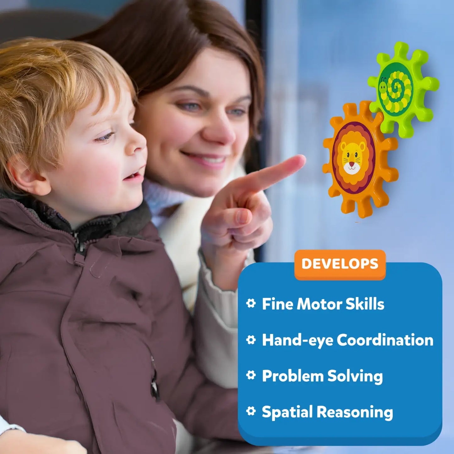 Spinny Gears: Animal Fun | 5 Interlocking Gears (Ages 6-36 months)