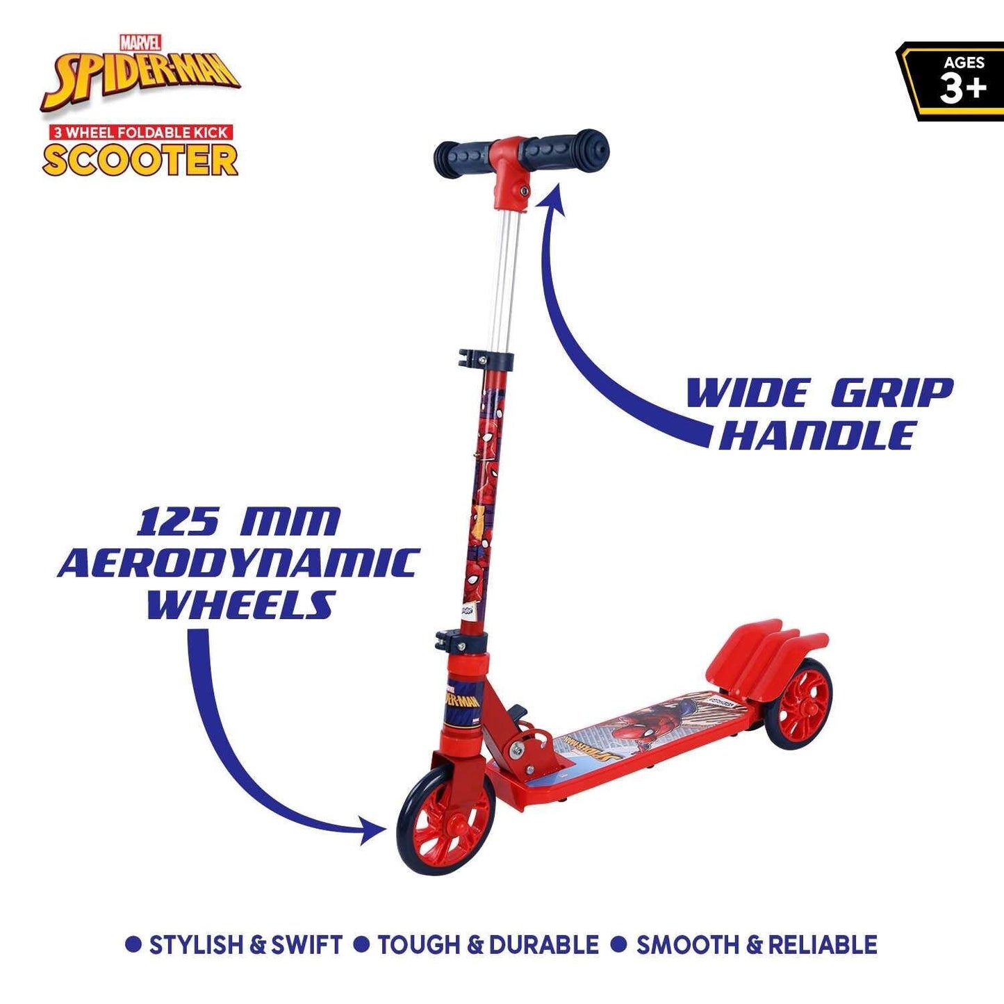 Spiderman 3 Wheel Foldable Kick Scooter