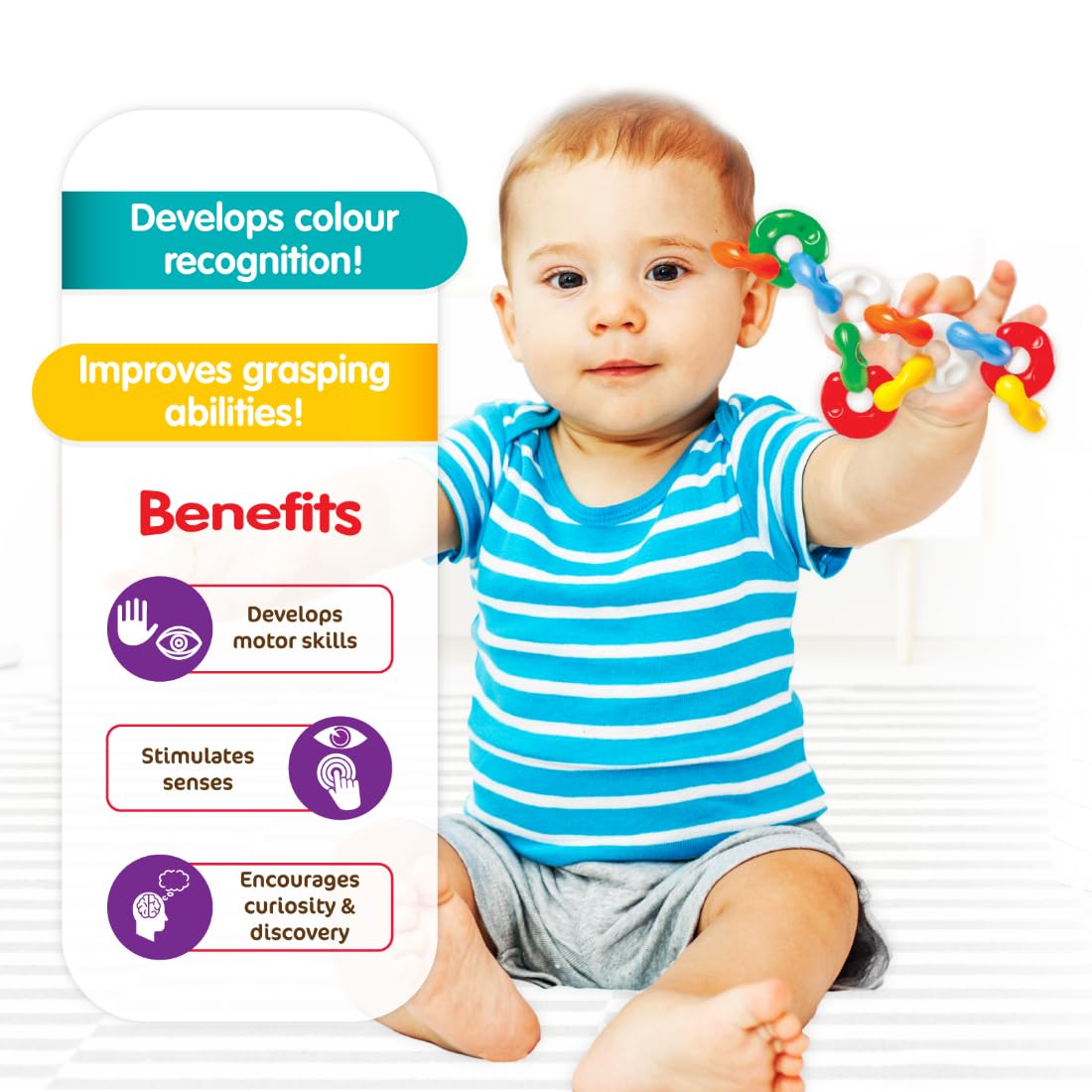 Funskool Giggles Chain Links Building Blocks for Kids | Interlocking Educational Construction Toy | Multicolour | 6 Months+