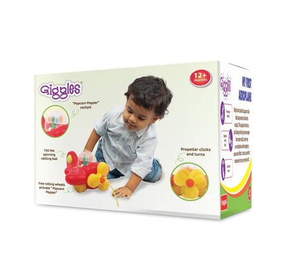 Funskool Giggles My First Aeroplane Pull Along Toy | Ball Popping Activity Toy for Toddlers | Encourages Walking | 12+ Months