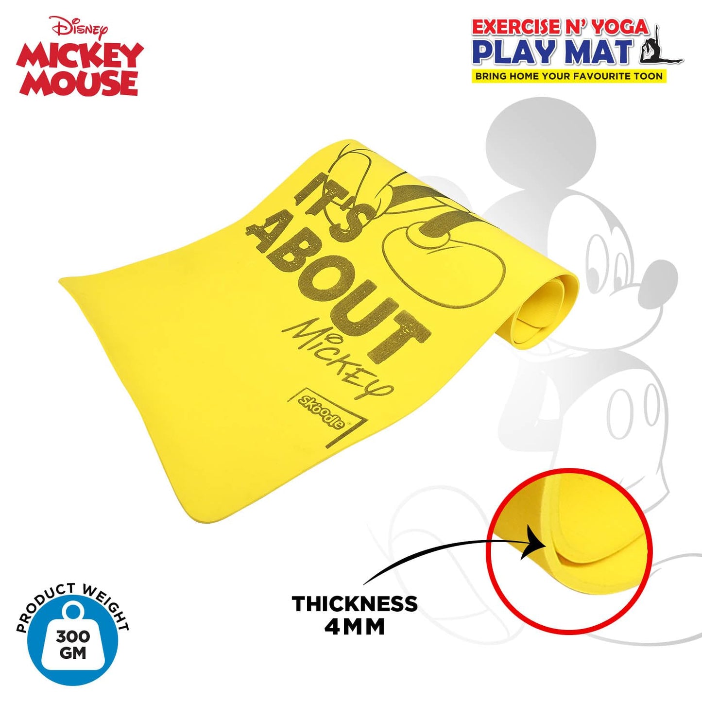 Disney Mickey Kids Yoga & Exercise Mat (22" X 58" X 0.4 Cm) - In 2 Assorted Colours