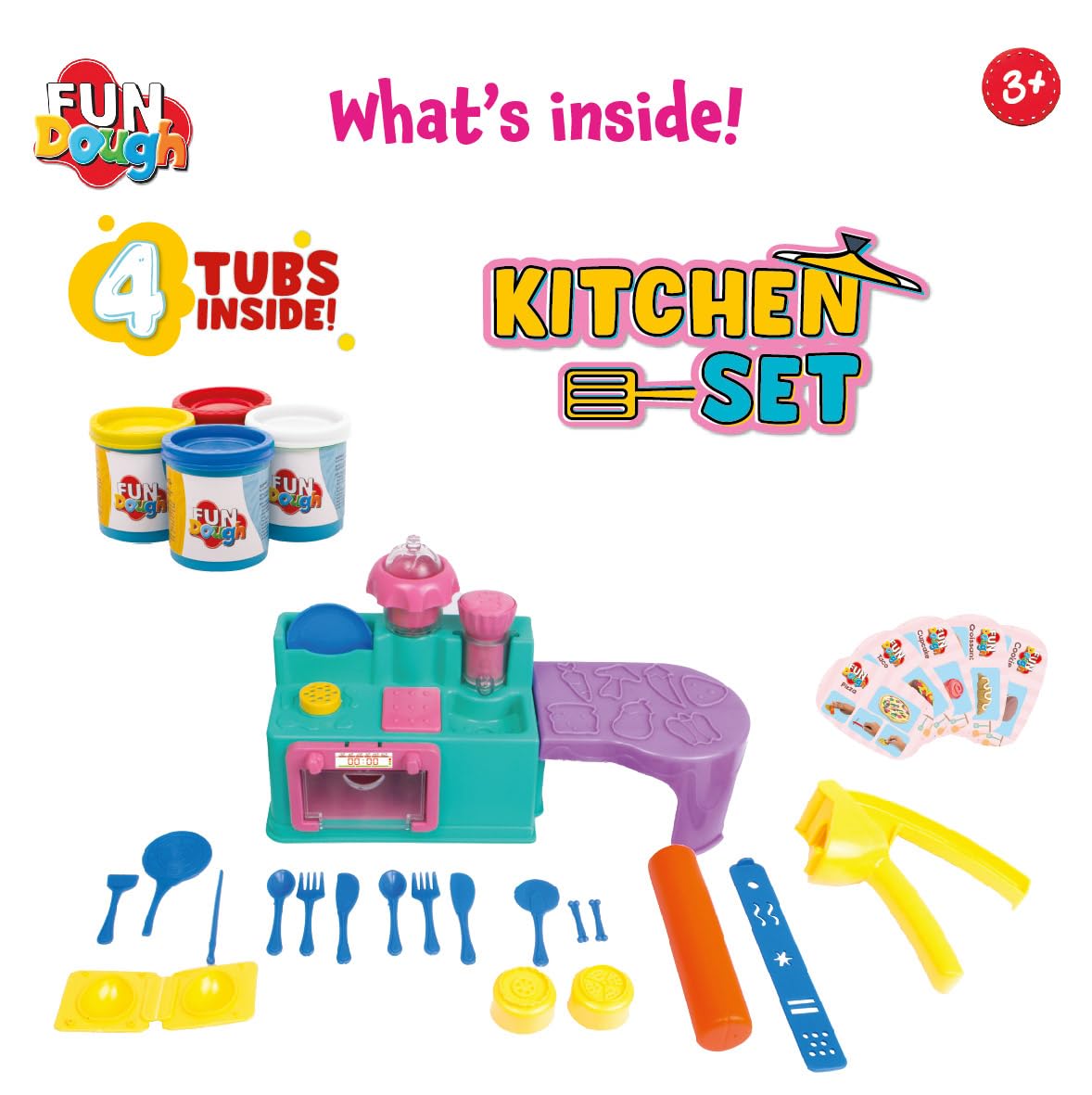 Funskool Fundough Kitchen Set for Kids | Cutting & Moulding Play Dough Set | Multicolour | Age 3+ Years