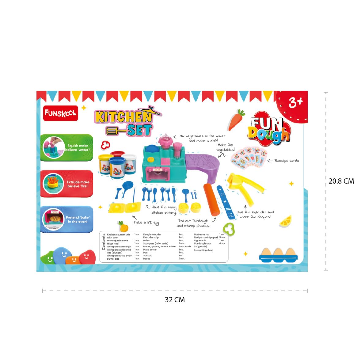 Funskool Fundough Kitchen Set for Kids | Cutting & Moulding Play Dough Set | Multicolour | Age 3+ Years