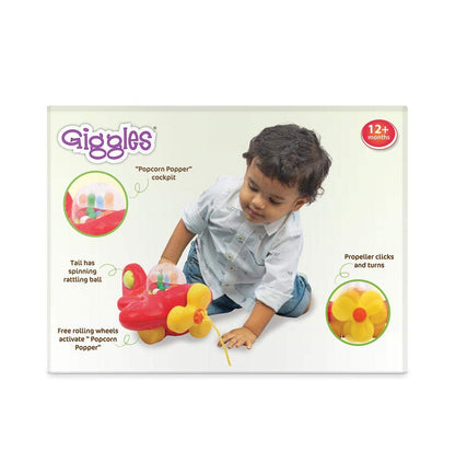 Funskool Giggles My First Aeroplane Pull Along Toy | Ball Popping Activity Toy for Toddlers | Encourages Walking | 12+ Months