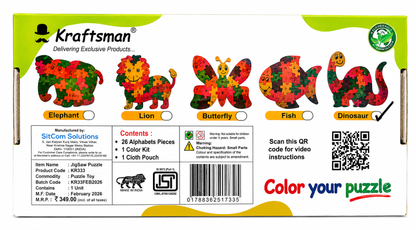 Kraftsman Wooden Alphabets Jigsaw Puzzle – Color Your Puzzle