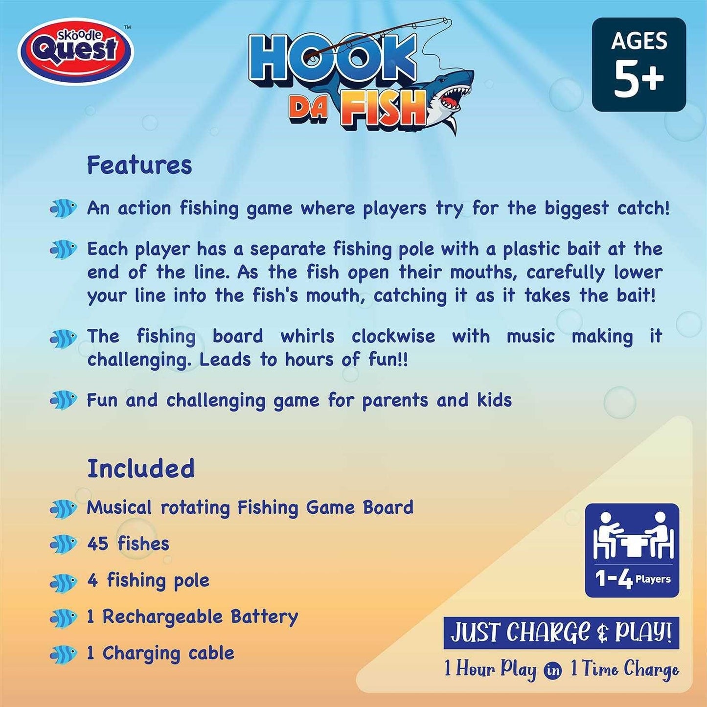 Skoodle Quest Hook Da Fish Rechargeable Game - Blue