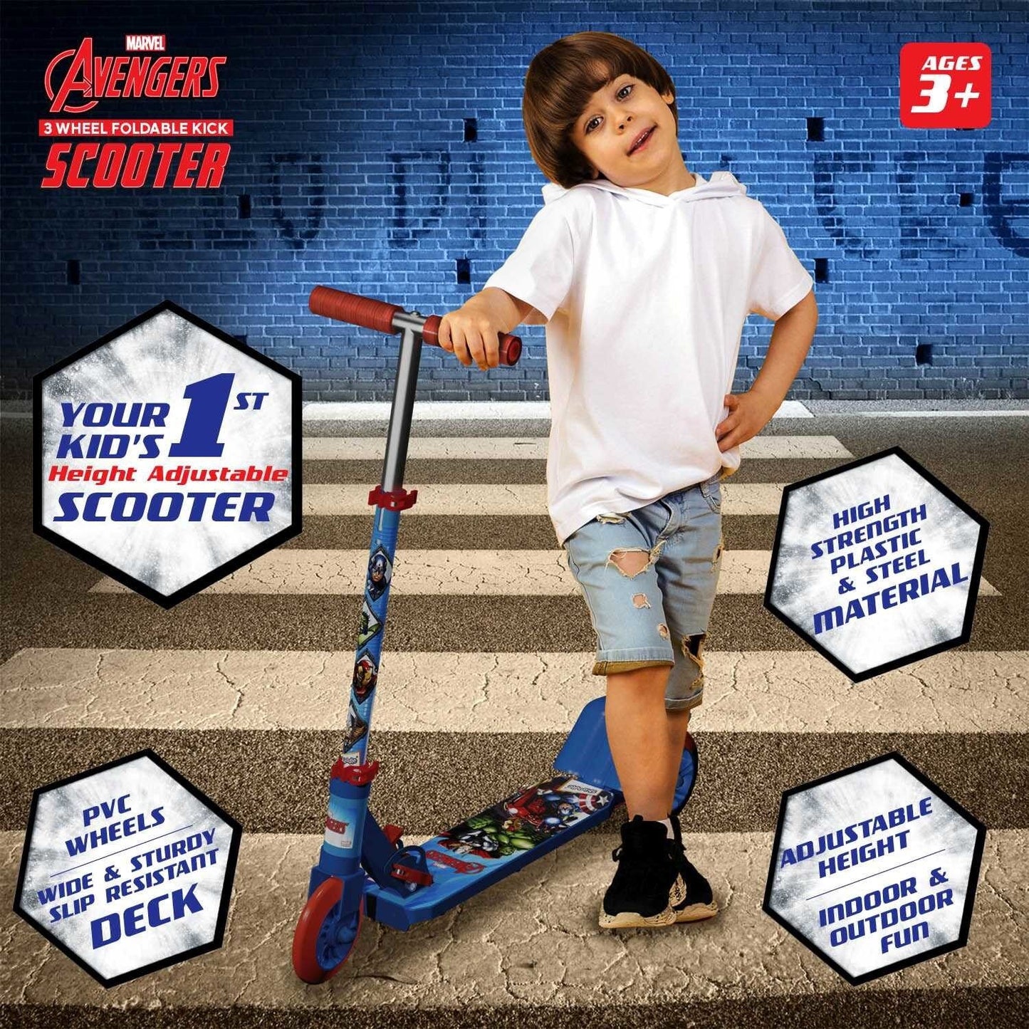 Avengers 3 Wheel Foldable Kick Scooter