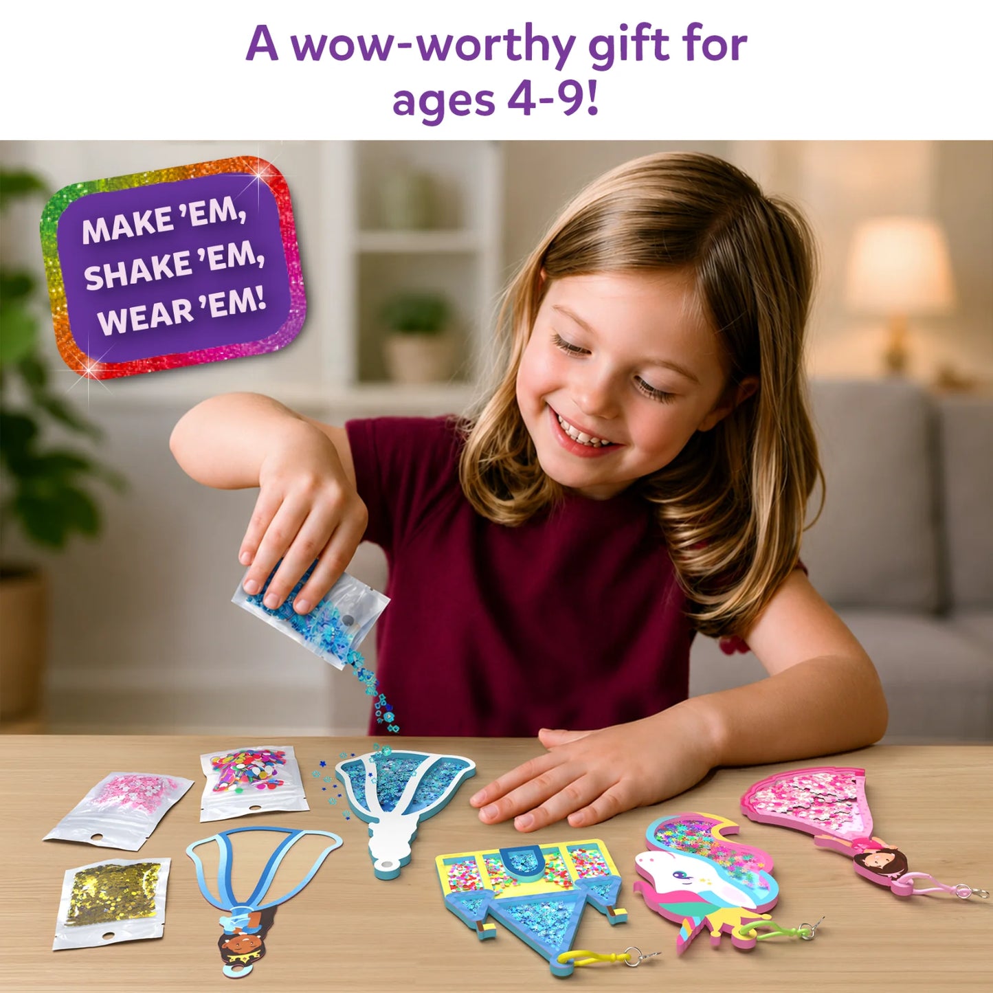 Shake-its: Unicorns & Princesses | DIY Craft Kit with Keychains (ages 4-9)