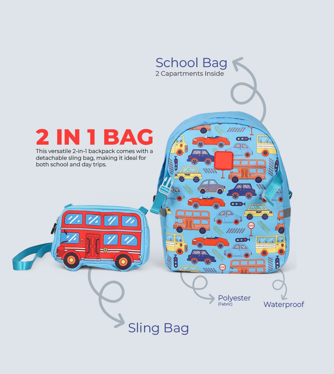 Car Backpack Two-in-One – Detachable Sling Bag & 3D Design | TYKLE