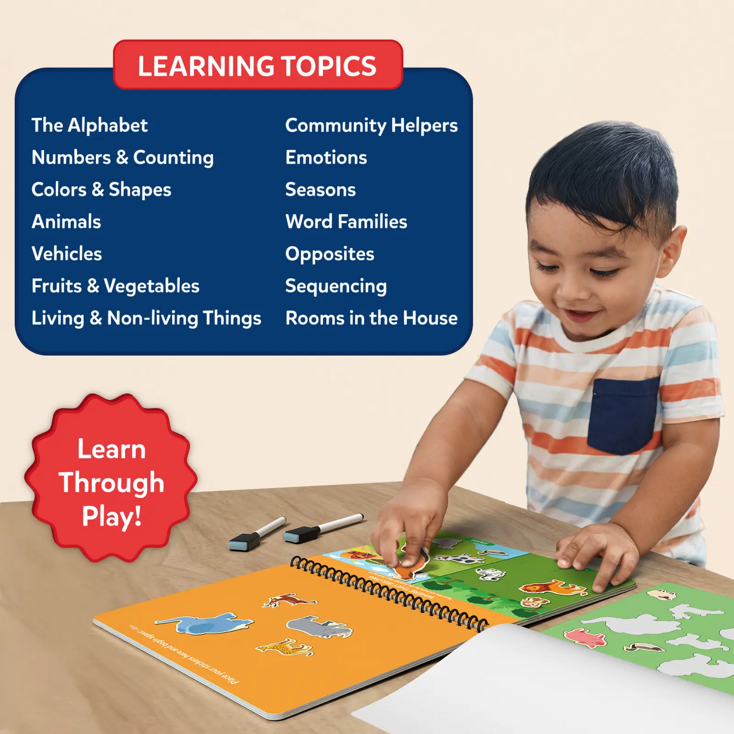 Busy Book For Preschoolers | Reusable Sticker Activity Book (ages 3-6)