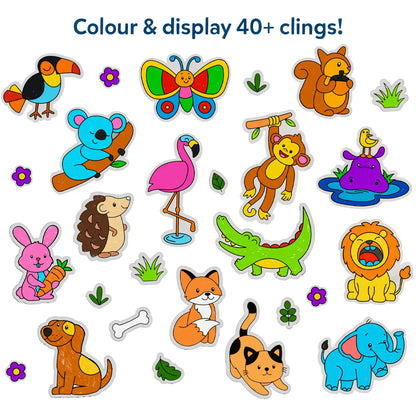 Color Clingz: Amazing Animals | Mess-Free Reusable Static Stickers | Gifts for Ages 3-7