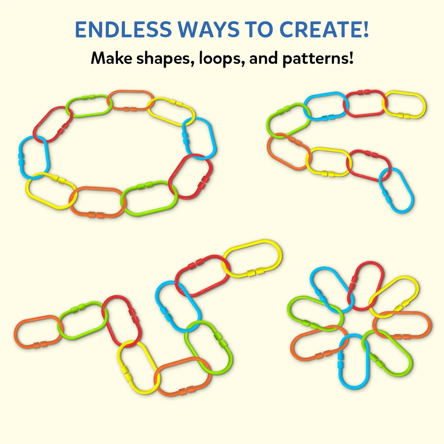 Linkies: Set of 36 Links | Connectable Learning Link Toy for Toddlers (10-24 months)