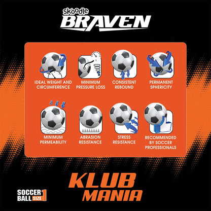 Braven Klub Mania Size 1 Football - Diamond Textured Grain (Manchester / Milan / Chelsea / Liverpool / Barcelona / Madrid)