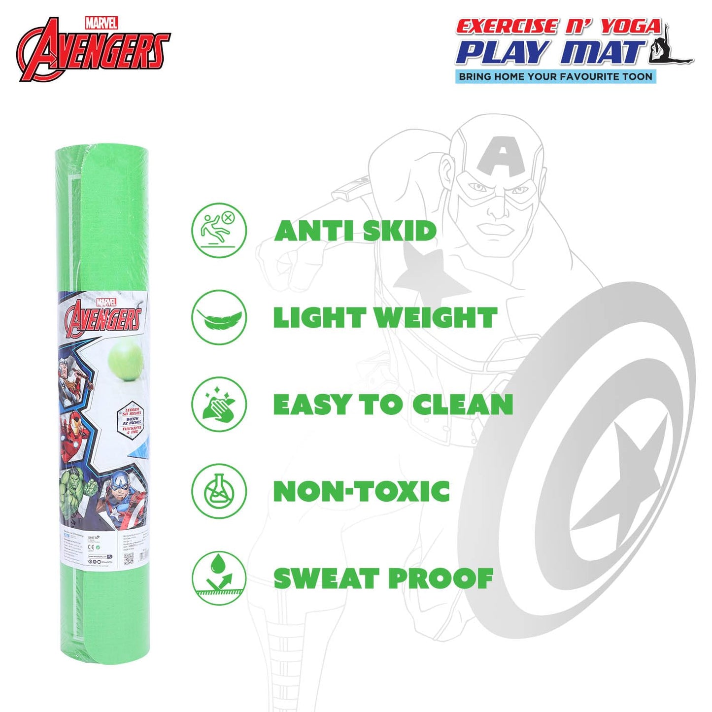 Marvel Avengers1 Kids Yoga & Exercise Mat (22" X 58" X 0.4 Cm)