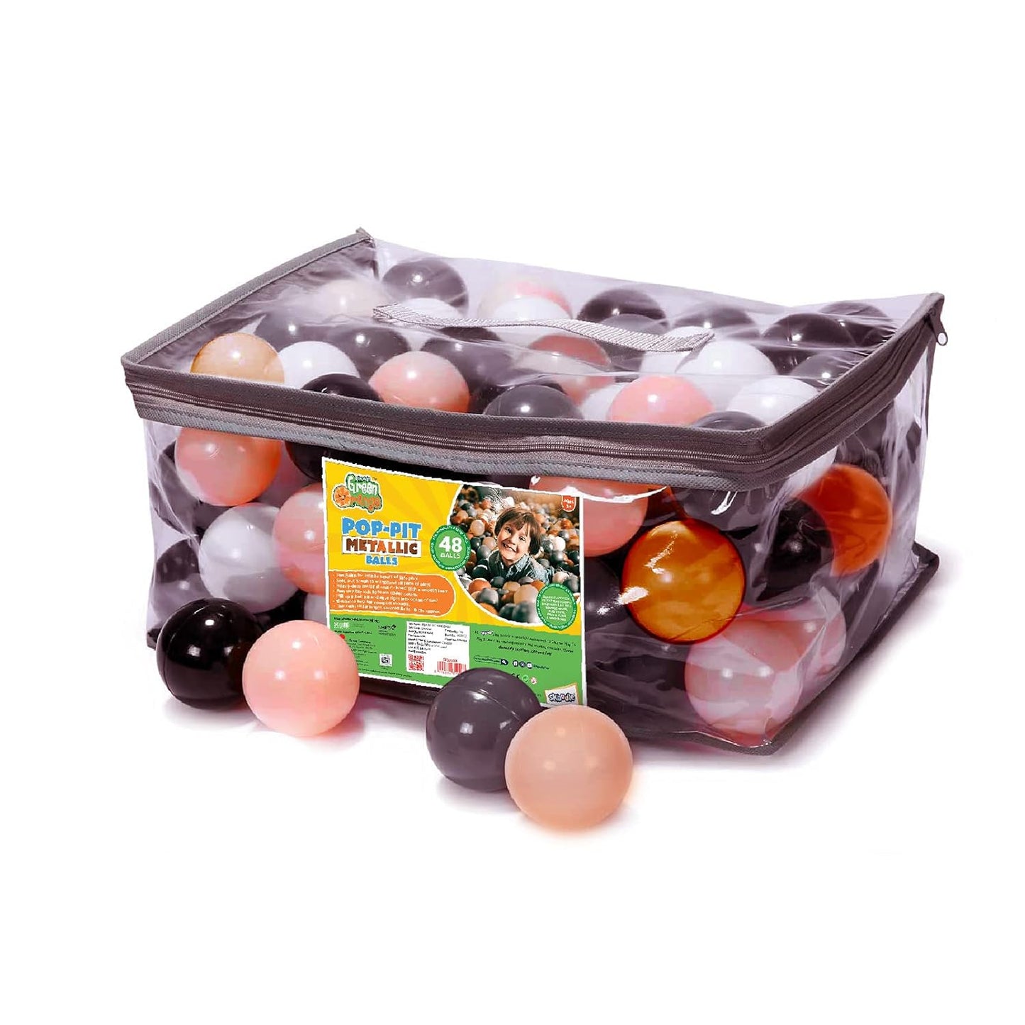 Skoodle Green Orange Pop-Pit Metallic Balls (6.6 Cm X 50 Units)