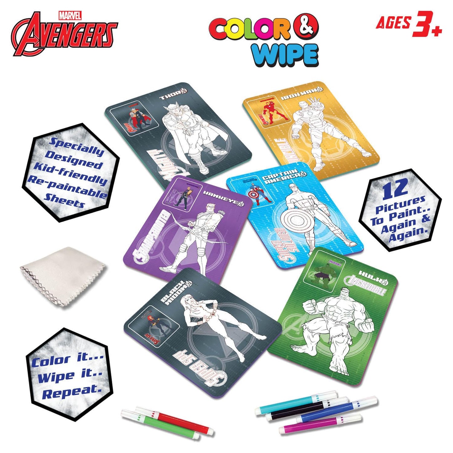 Marvel Avengers Colour & Wipe Art Kit