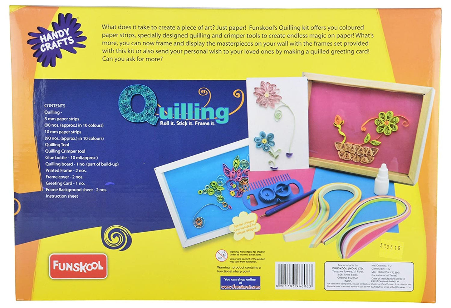 Funskool Handycrafts Quilling Art & Craft Kit | DIY Quilling Artwork Set for Kids | Creative Craft Activity | Age 7+ Years