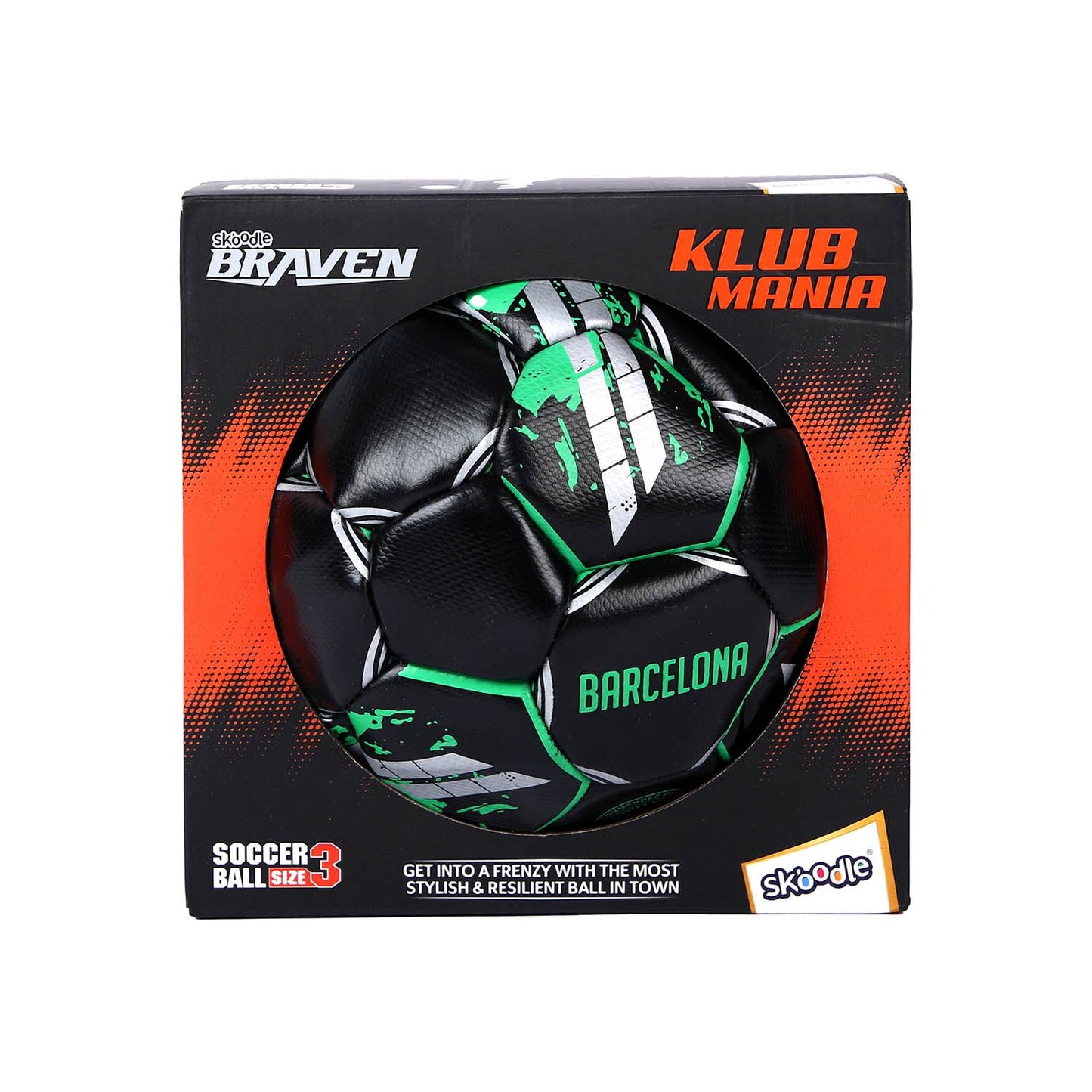 SKOODLE Braven Klub Mania Football Size 3 | Diamond Textured Football for Kids | Manchester, Liverpool, Barcelona & Madrid Editions