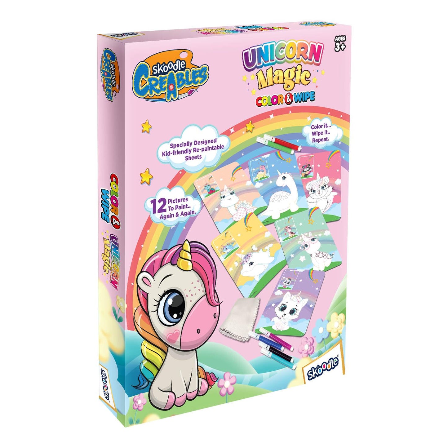 Skoodle Unicorn Colour & Wipe Set