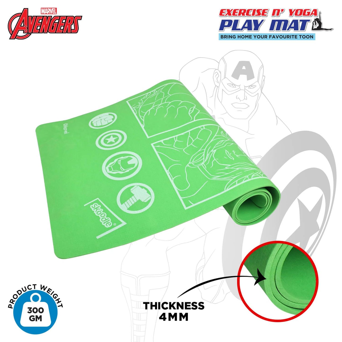 Marvel Avengers1 Kids Yoga & Exercise Mat (22" X 58" X 0.4 Cm)