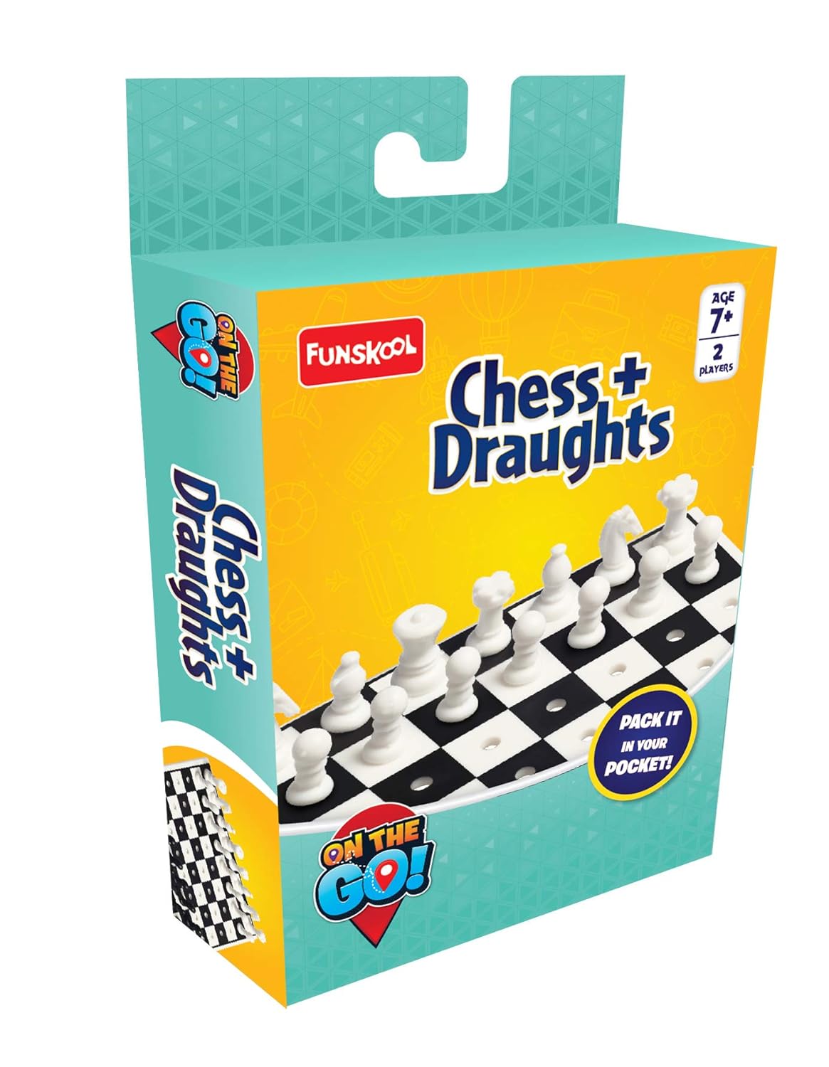 Funskool Travel Chess & Draughts Board Game | Portable Strategy Game for Kids & Families | 2 Players | Age 7+ Years