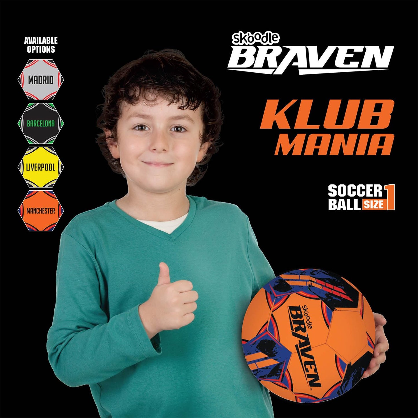 Braven Klub Mania Size 1 Football - Diamond Textured Grain (Manchester / Milan / Chelsea / Liverpool / Barcelona / Madrid)