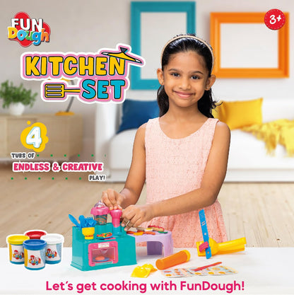 Funskool Fundough Kitchen Set for Kids | Cutting & Moulding Play Dough Set | Multicolour | Age 3+ Years
