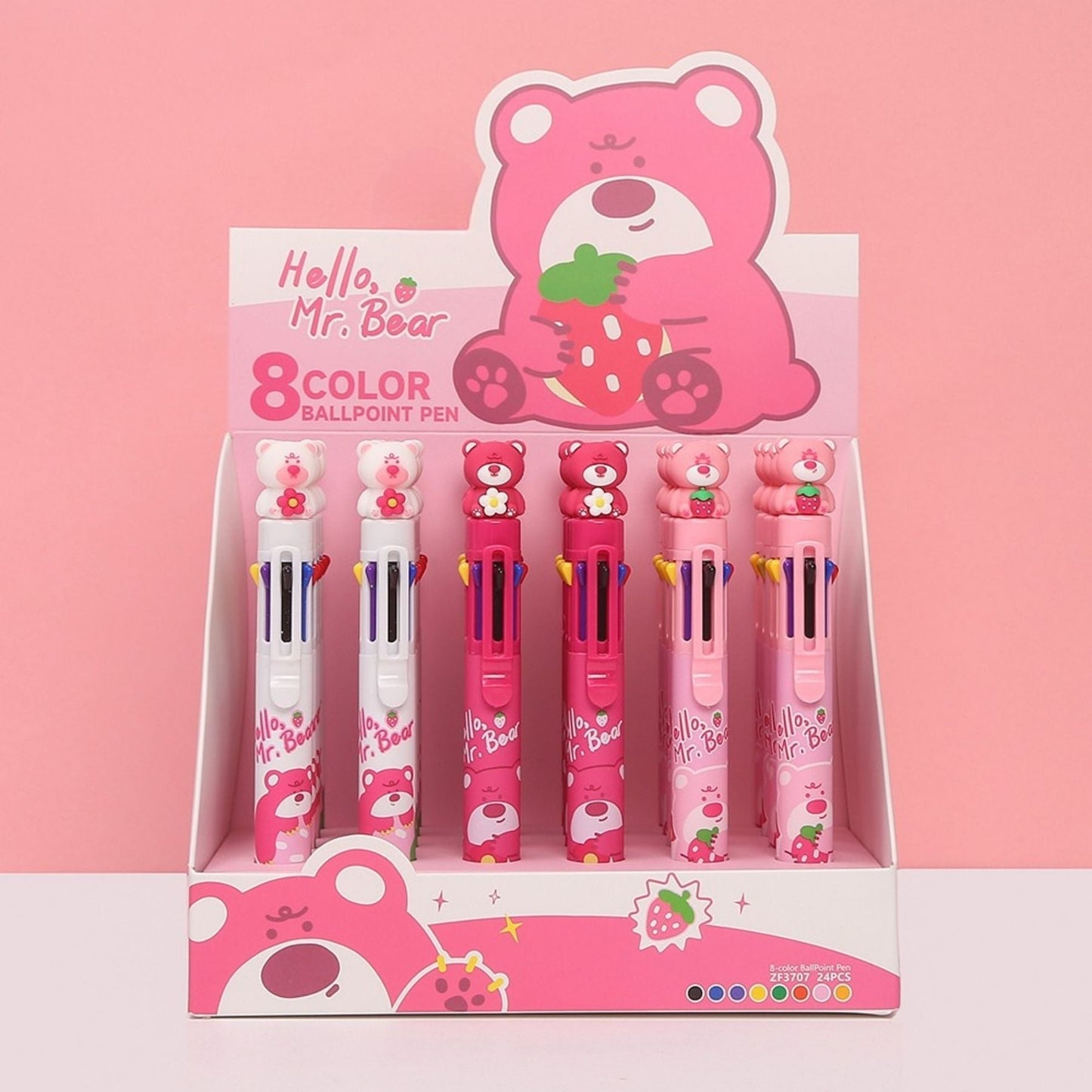 Tykle Pink Bear 8 Colour Pen (0.5mm) - Colour Your World!