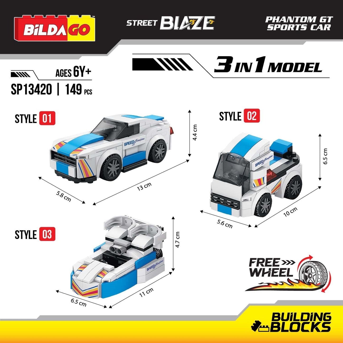 Bildago Street Blaze - Phantom GT Sports Car (SP13420) - 3-in-1 Model (149 PCS)