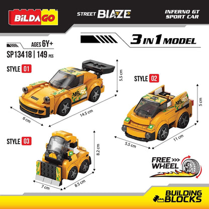 Bildago Street Blaze - Inferno GT Sports Car (SP13418), 3-in-1 Model (149 PCS)