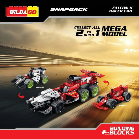 Bildago Snapback Racers - Mega Transformation Race Car (2 Models to Build 1)