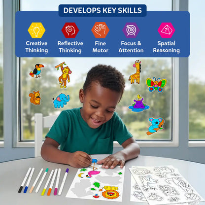 Color Clingz: Amazing Animals | Mess-Free Reusable Static Stickers | Gifts for Ages 3-7