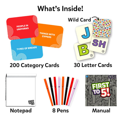 First to 5 | Quick Category Game with a Twist (ages 8+)