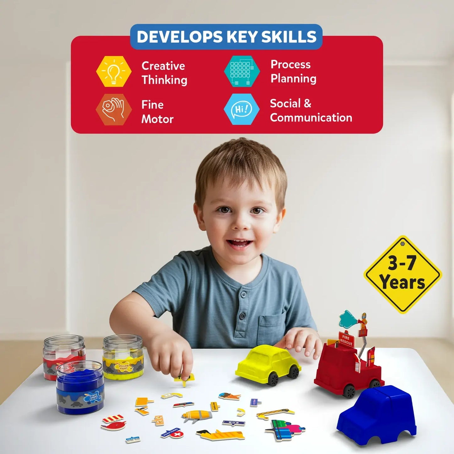 Sandeezy: Cars, Trucks, & More! | Sensory Toy & Pretend Play Set | Gifts for Ages 3-7