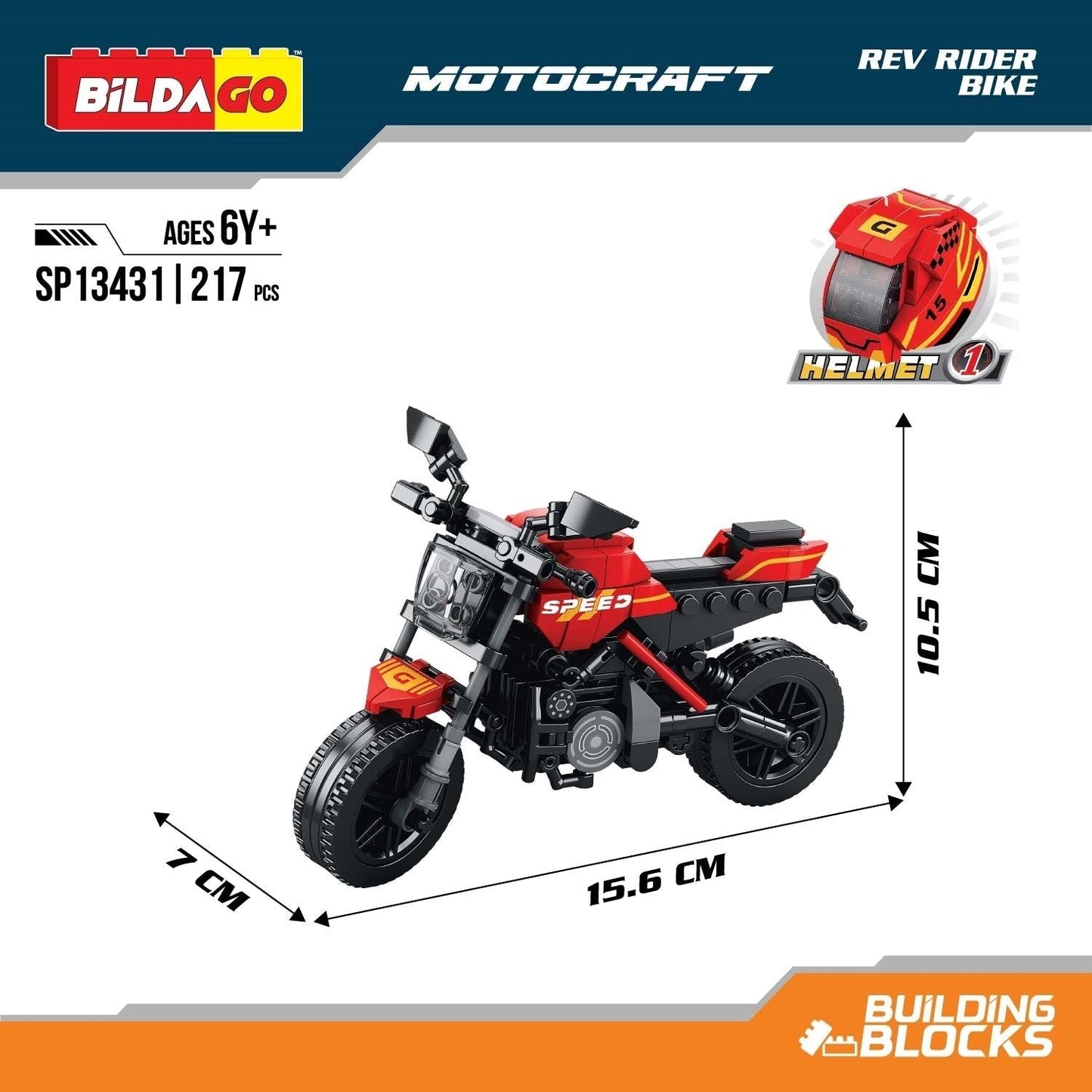 Bildago Motocraft - Rev Rider Bike (SP13431) with Helmet (217 PCS)