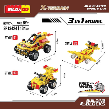Bildago X-Terrain - Mud Blaster Sports Car (SP13424) - 3-in-1 Model (134 PCS)