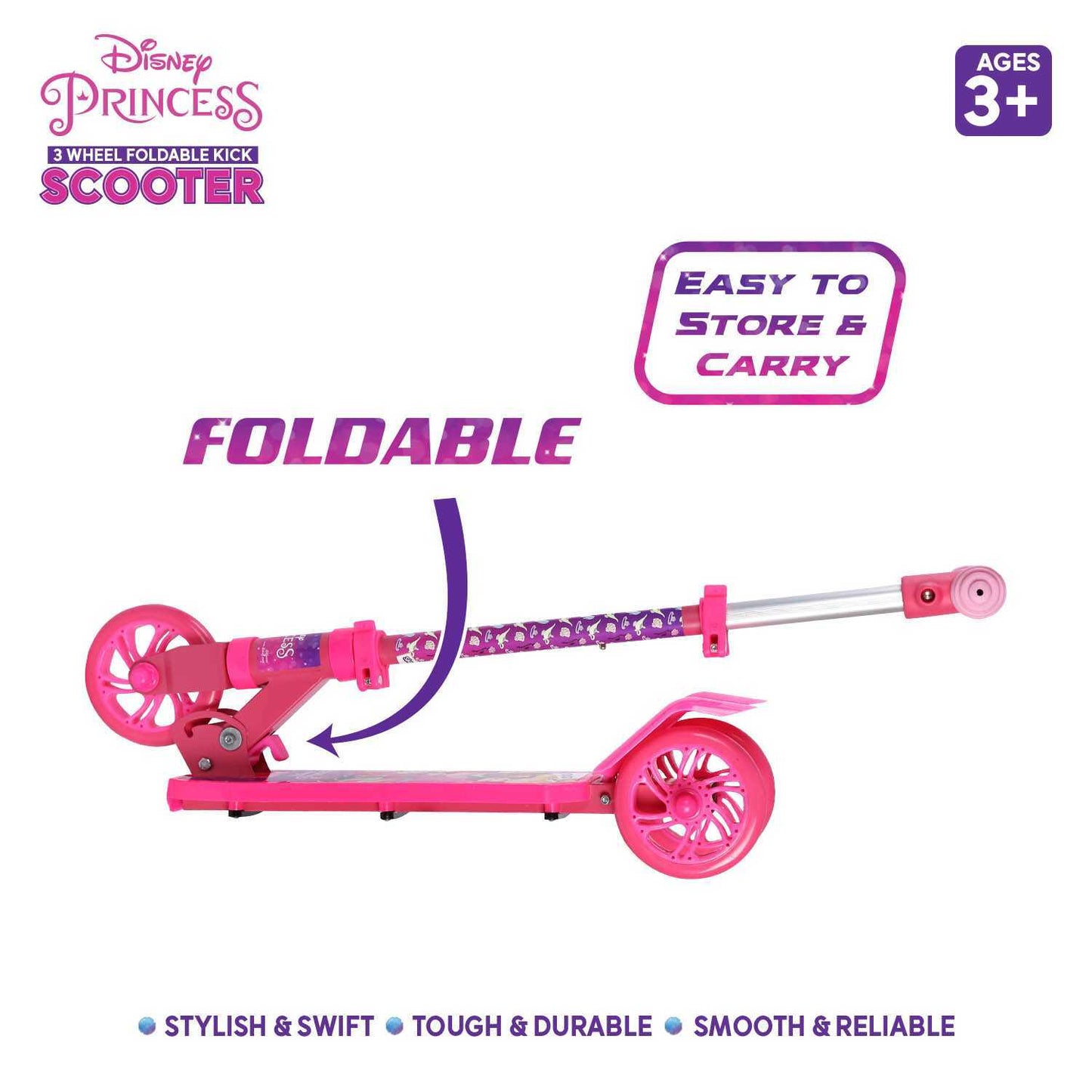 Princess 3 Wheel Foldable Kick Scooter