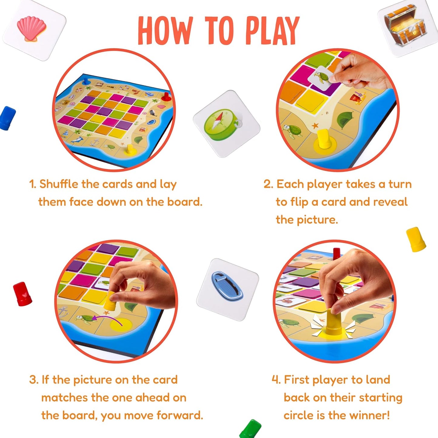 Funskool Match & Move Memory Strategy Board Game | Educational Family Card Game | 1–4 Players | Age 5+ Years