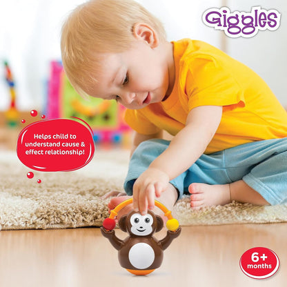 Funskool Giggles Push N Crawl Monkey Toy for Babies | Crawling & Activity Learning Toy | Multicolour | 6+ Months