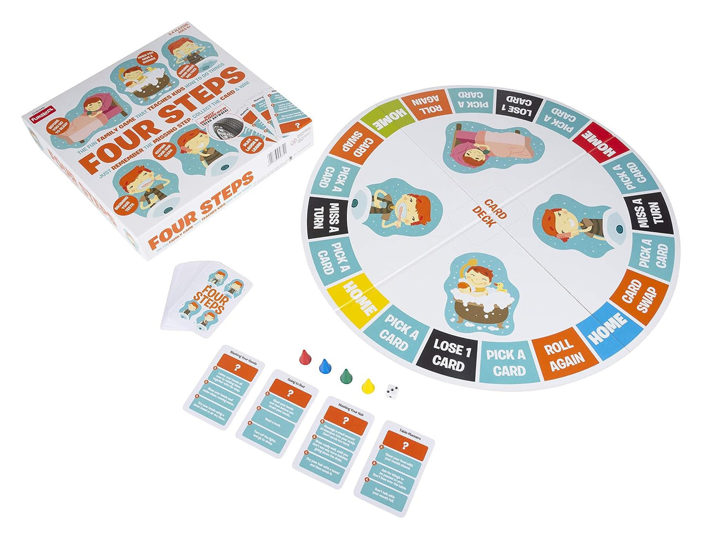 Funskool Four Steps Daily Routine Board Game for Kids | Fun Learning Family Game | Multicolour