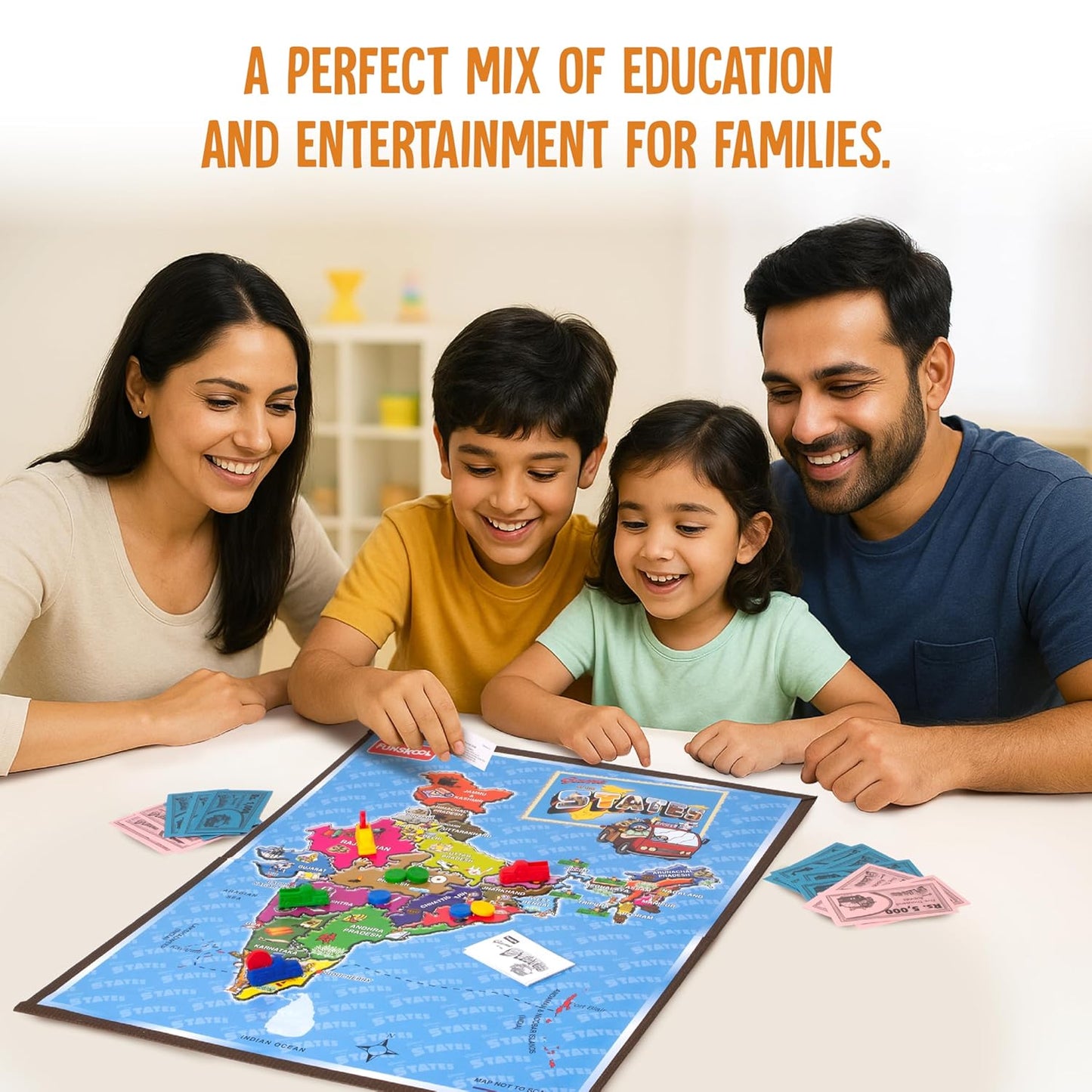 Funskool Game of States Board Game | Educational Geography Learning Game for Kids & Families | 2–4 Players | Age 6+ Years