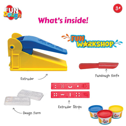 Funskool Fundough Bumper Dough Kit for Kids | 3 Colour Dough Tubs (75g Each) | Creative Play Set | Age 3+ Years