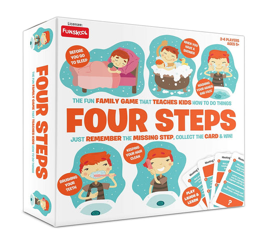 Funskool Four Steps Daily Routine Board Game for Kids | Fun Learning Family Game | Multicolour