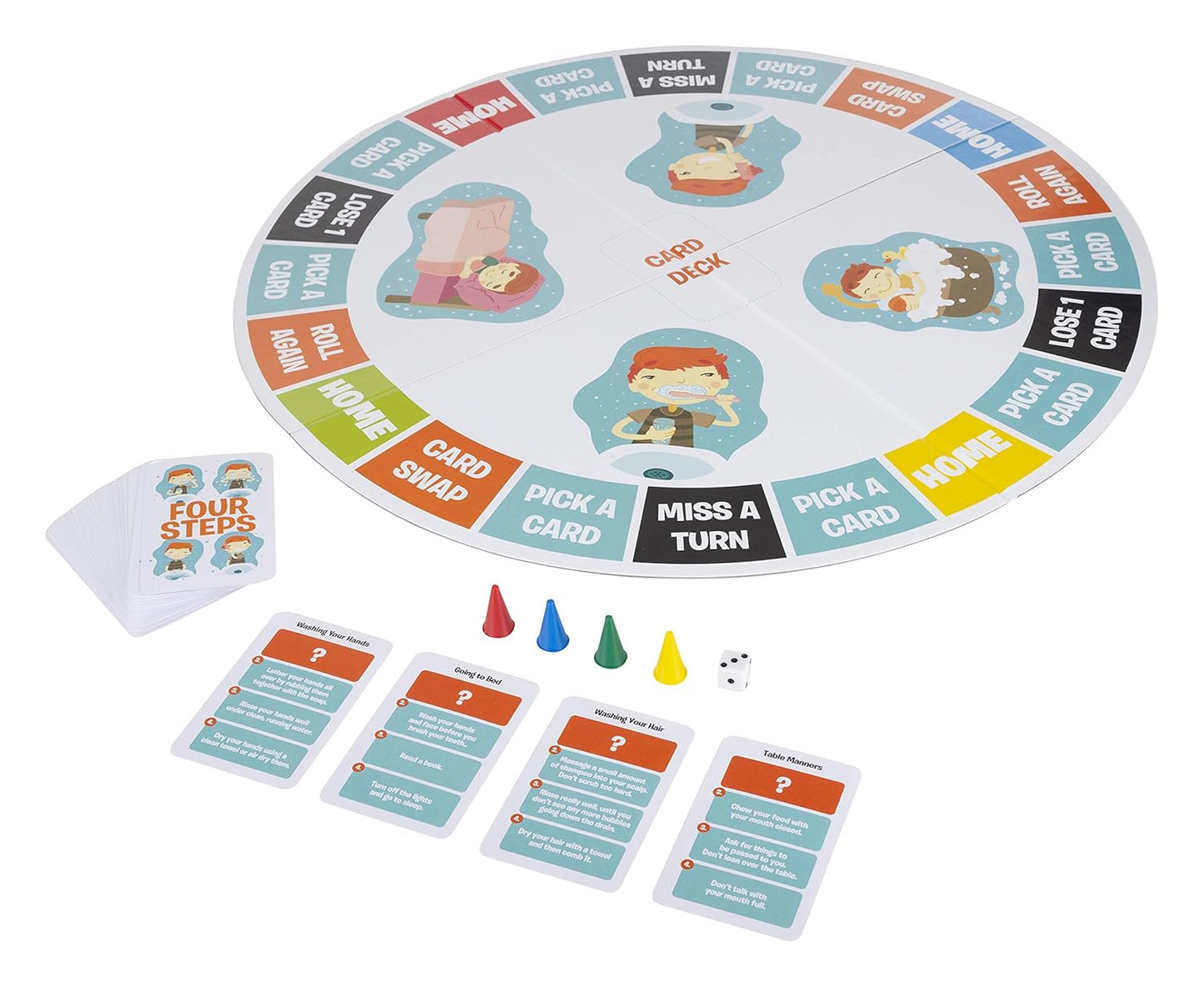 Funskool Four Steps Daily Routine Board Game for Kids | Fun Learning Family Game | Multicolour