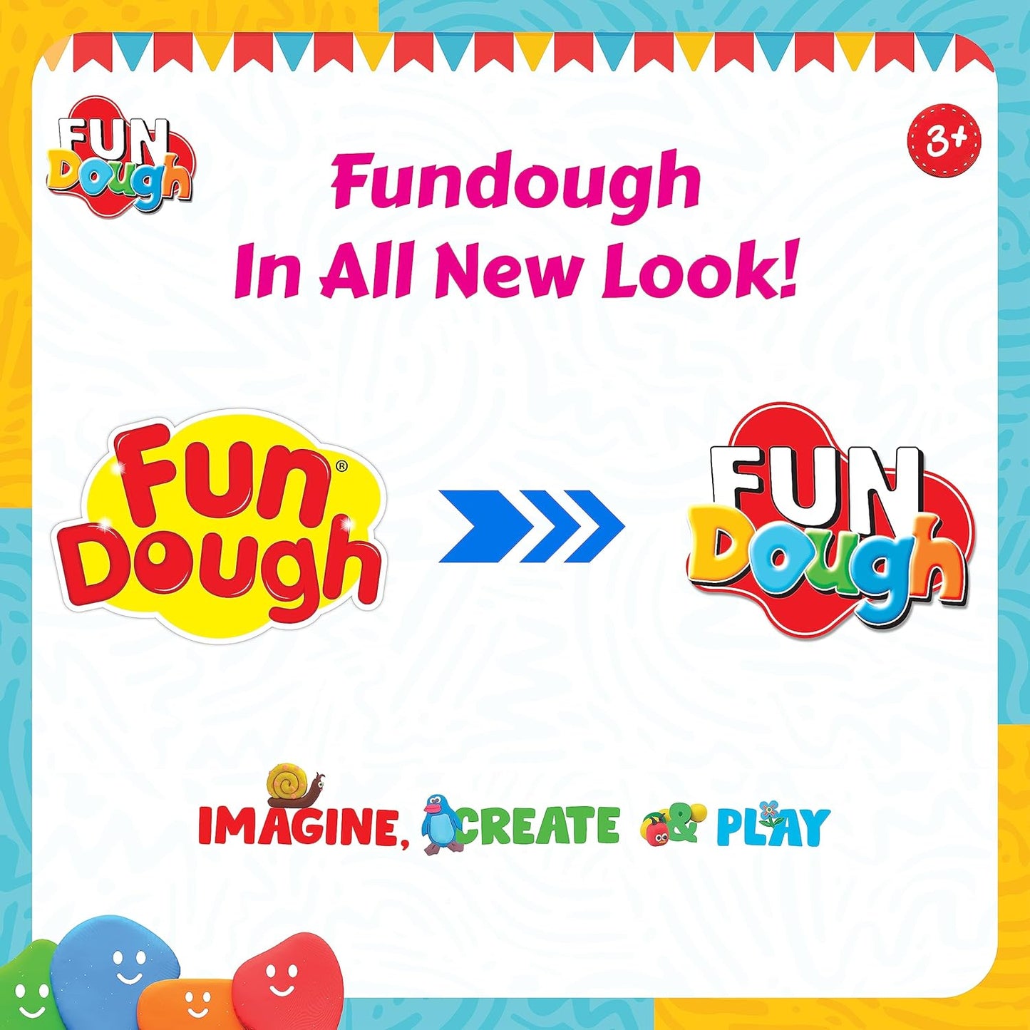 Funskool Fundough Bumper Dough Kit for Kids | 3 Colour Dough Tubs (75g Each) | Creative Play Set | Age 3+ Years